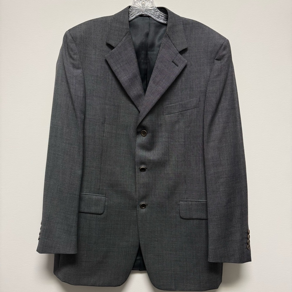 Canali Gray Micro Birdseye 100% Wool Blazer Jacket Suit Coat Mens Size 52R Lined